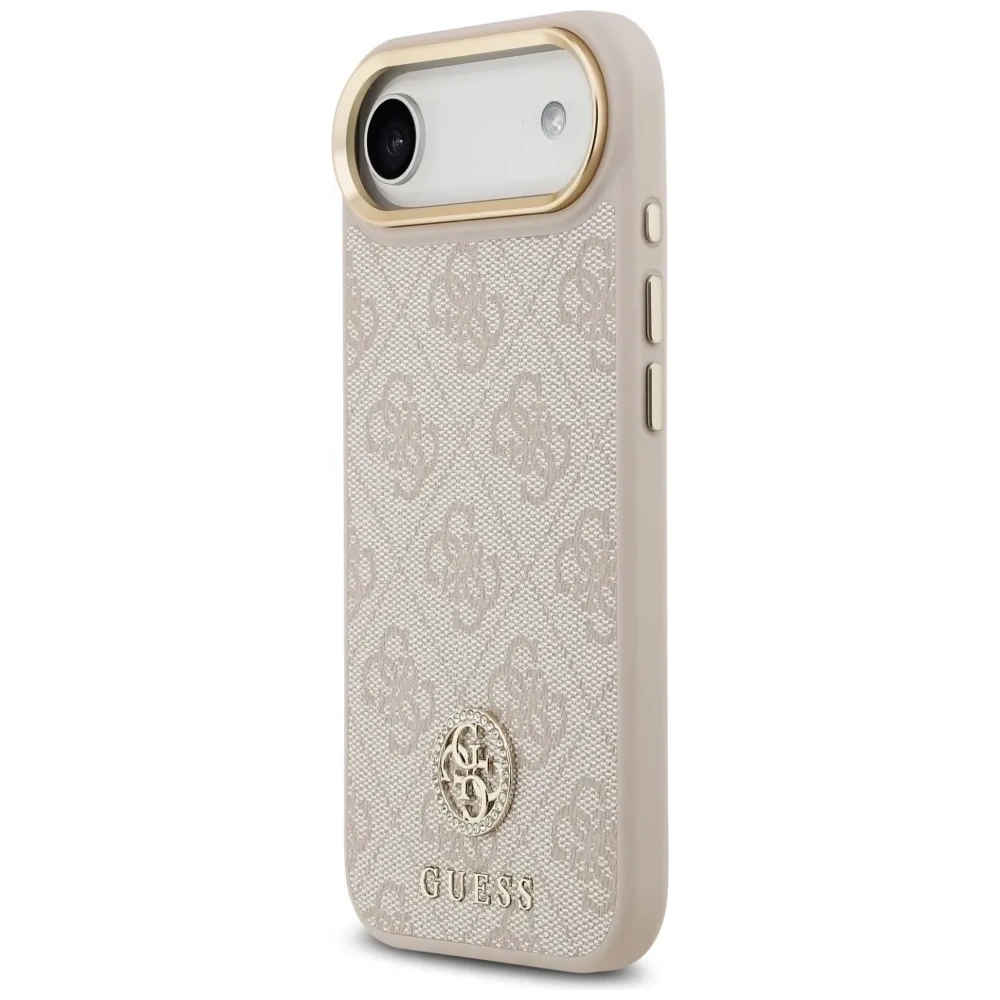 Etui Guess 4G Strass Logo & Big Strap Metal Buttons MagSafe do Apple iPhone Air różowy