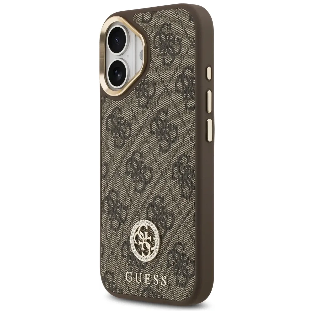 Etui Guess 4G Strass Logo MagSafe do Apple iPhone 17 brązowy