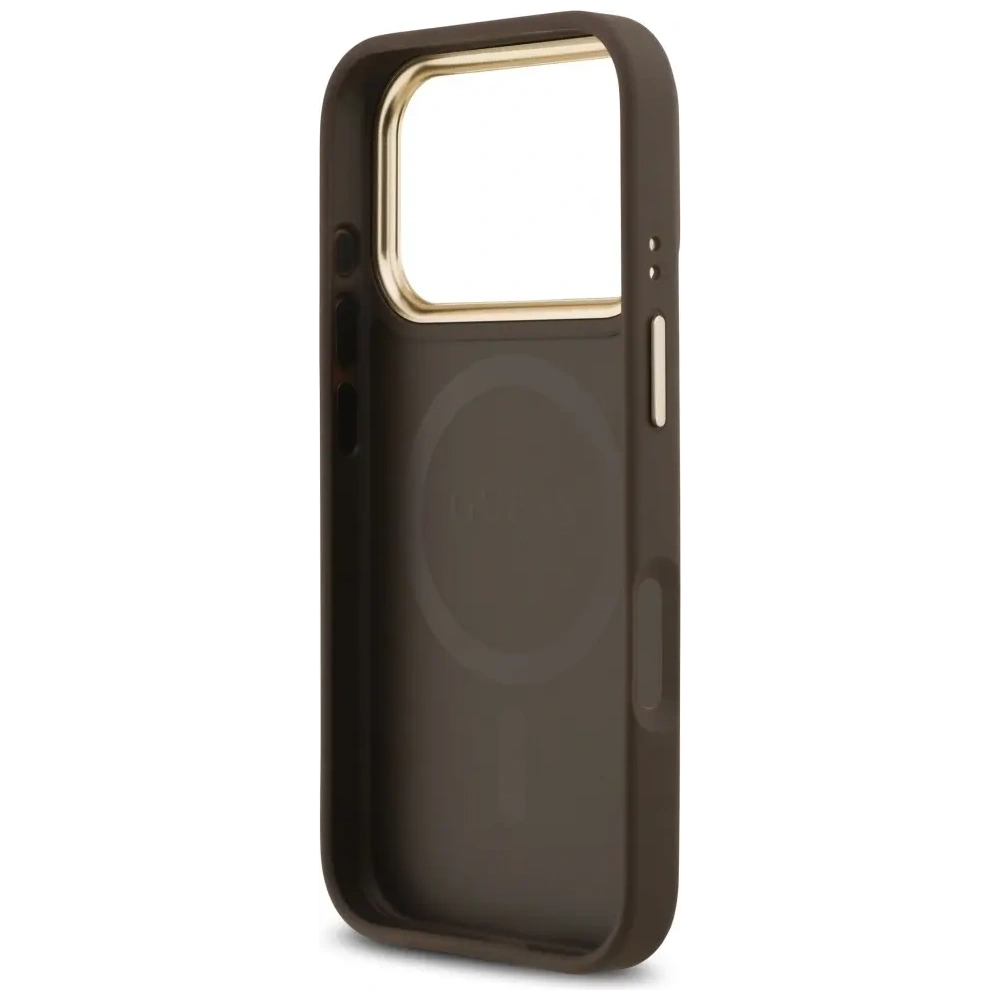 Etui Guess 4G Strass Logo MagSafe do Apple iPhone 17 Pro brązowy