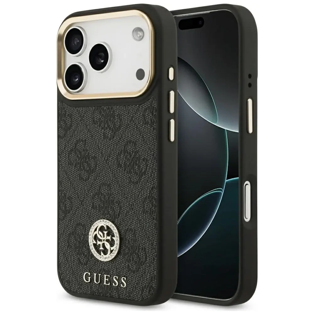 Etui Guess 4G Strass Logo MagSafe do Apple iPhone 17 Pro czarny