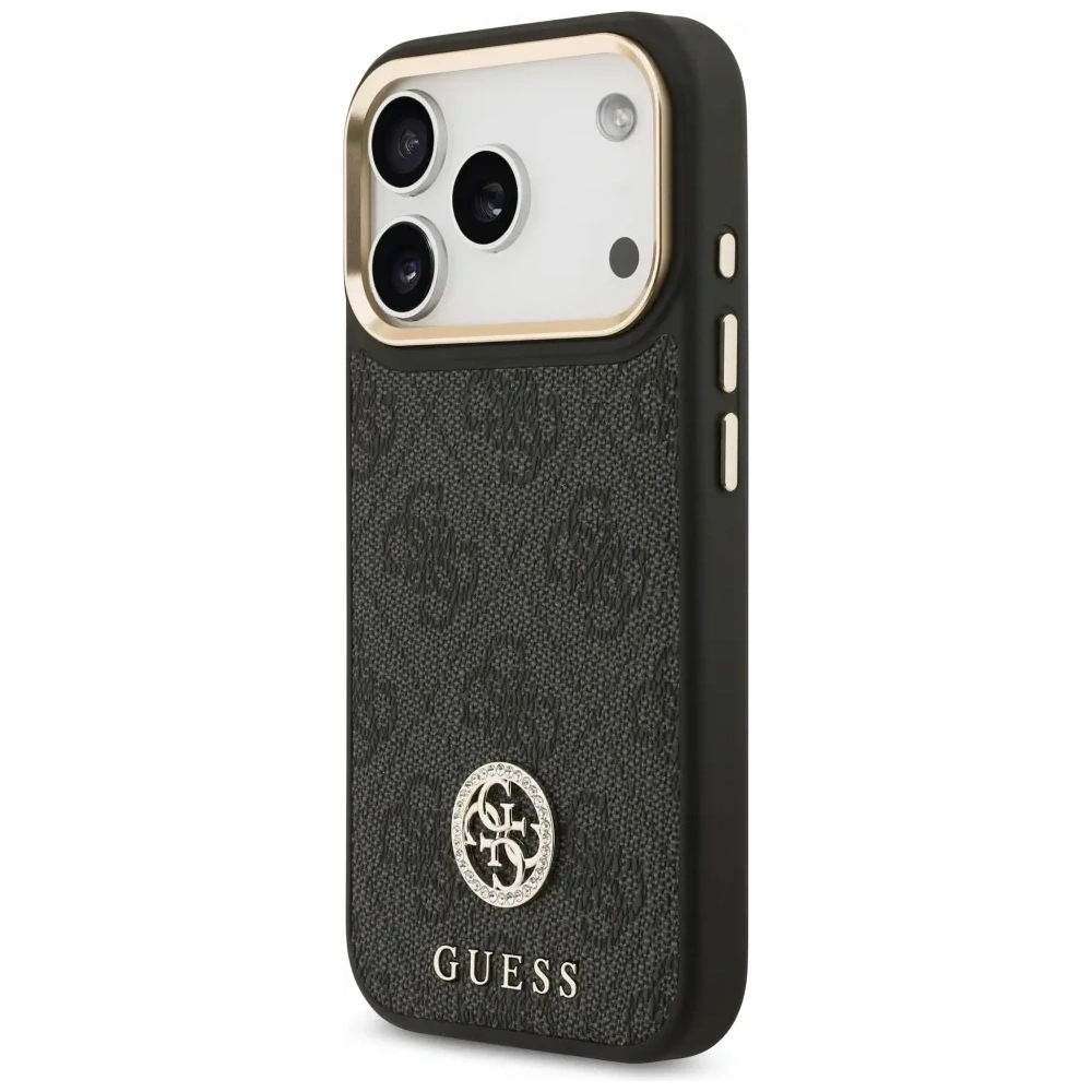Etui Guess 4G Strass Logo MagSafe do Apple iPhone 17 Pro czarny
