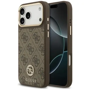Etui Guess 4G Strass Logo MagSafe do Apple iPhone 17 Pro Max brązowy