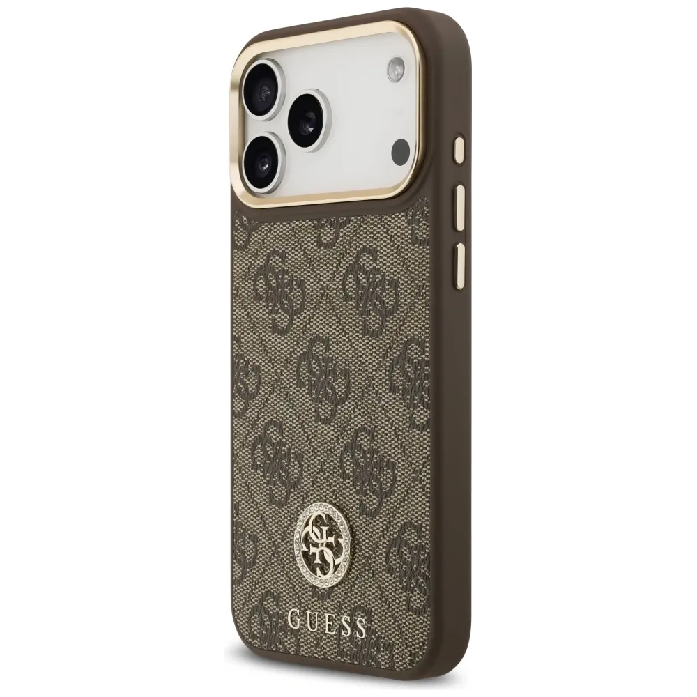 Etui Guess 4G Strass Logo MagSafe do Apple iPhone 17 Pro Max brązowy