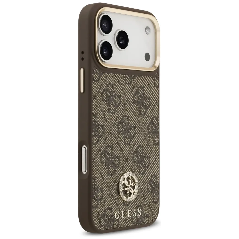 Etui Guess 4G Strass Logo MagSafe do Apple iPhone 17 Pro Max brązowy