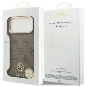 Etui Guess 4G Strass Logo MagSafe do Apple iPhone 17 Pro Max brązowy