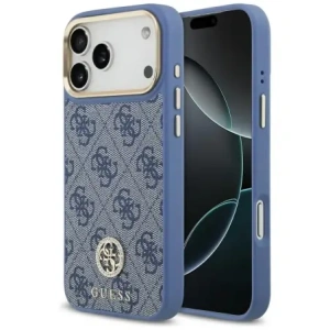 Etui Guess 4G Strass Logo MagSafe do Apple iPhone 17 Pro Max niebieski