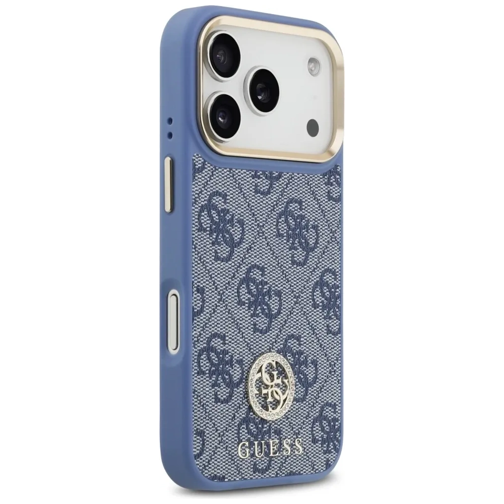 Etui Guess 4G Strass Logo MagSafe do Apple iPhone 17 Pro niebieski