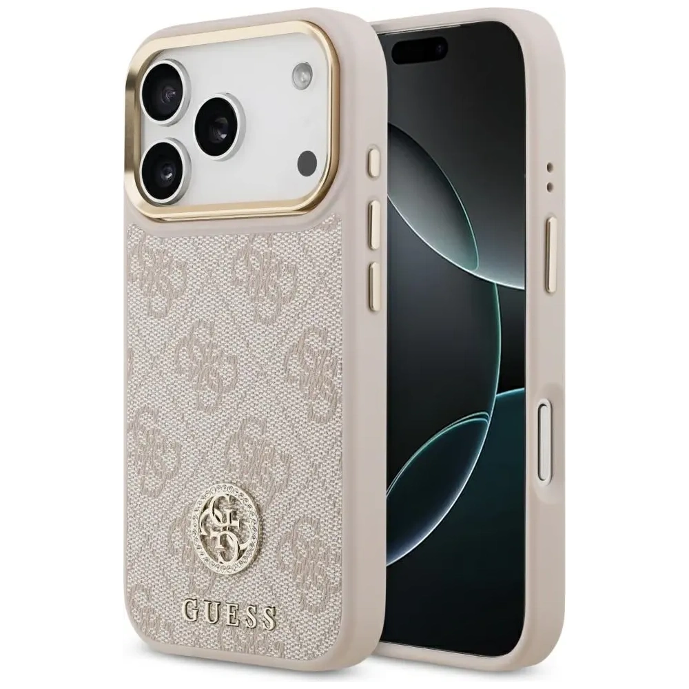 Etui Guess 4G Strass Logo MagSafe do Apple iPhone 17 Pro różowy