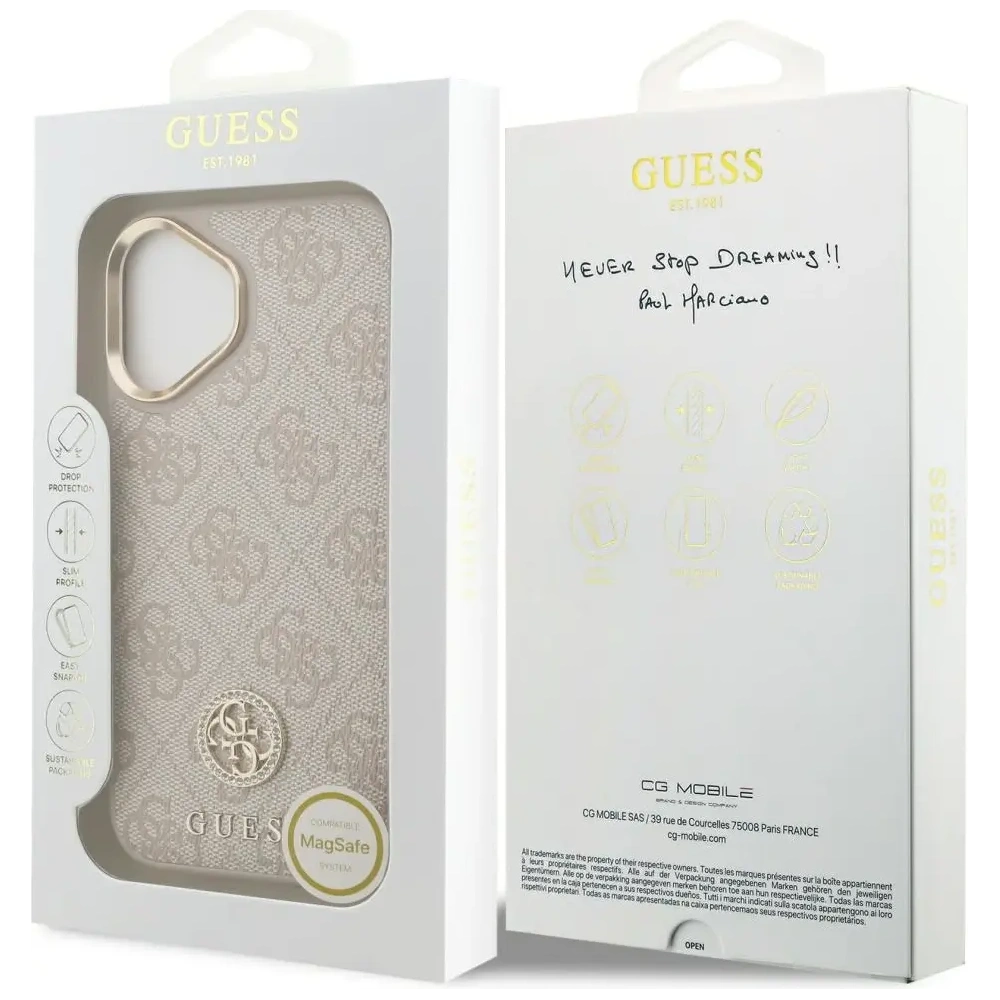 Etui Guess 4G Strass Logo MagSafe do Apple iPhone 17 różowy