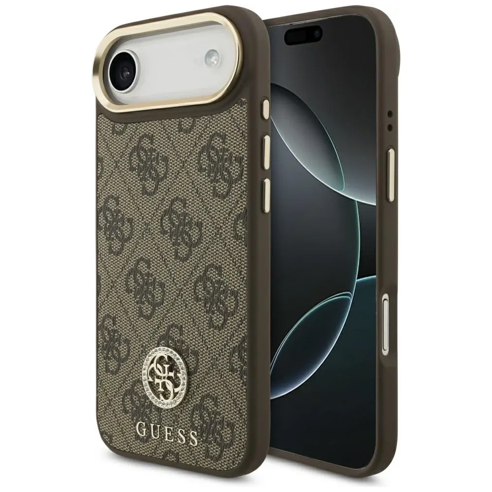 Etui Guess 4G Strass Logo MagSafe do Apple iPhone Air brązowy