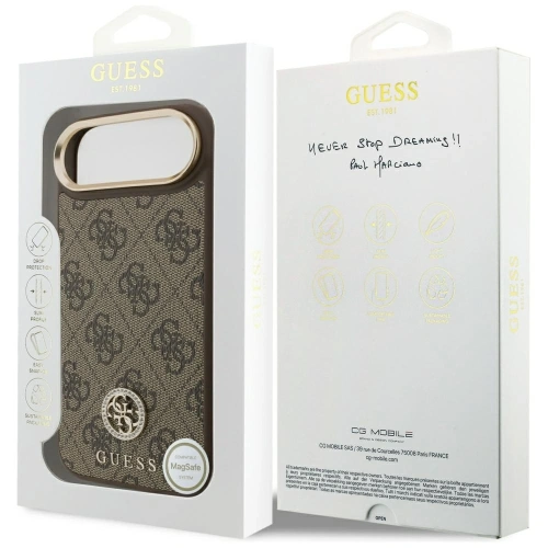 Etui Guess 4G Strass Logo MagSafe do Apple iPhone Air brązowy