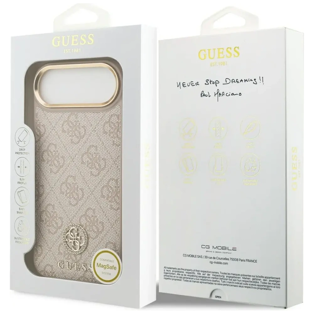 Etui Guess 4G Strass Logo MagSafe do Apple iPhone Air różowy