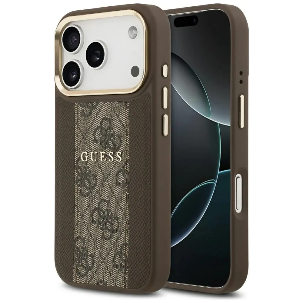 Etui Guess 4G Stripe MagSafe do Apple iPhone 17 Pro brązowy