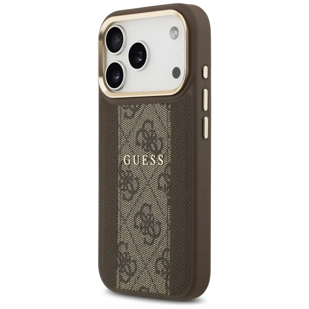 Etui Guess 4G Stripe MagSafe do Apple iPhone 17 Pro brązowy