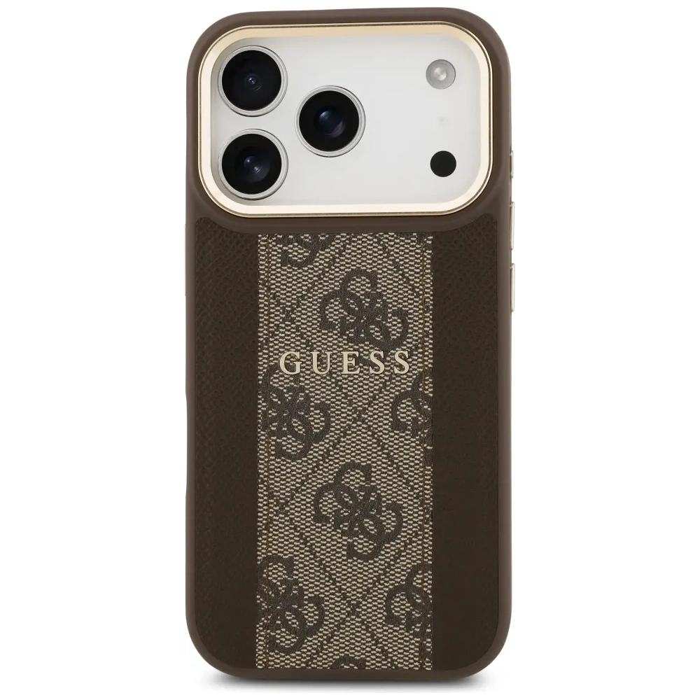 Etui Guess 4G Stripe MagSafe do Apple iPhone 17 Pro brązowy