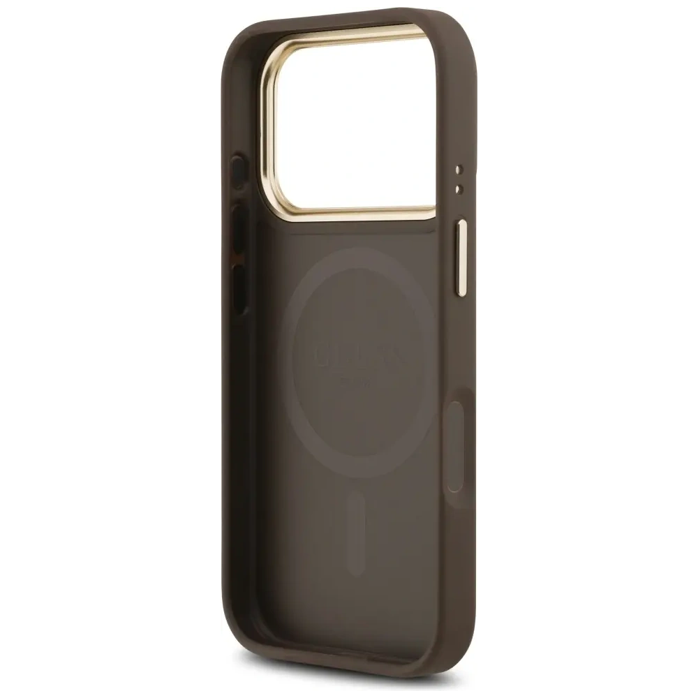 Etui Guess 4G Stripe MagSafe do Apple iPhone 17 Pro brązowy