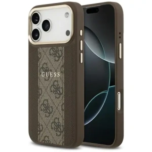 Etui Guess 4G Stripe MagSafe do Apple iPhone 17 Pro Max brązowy