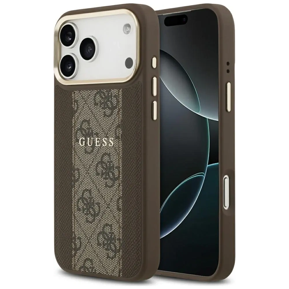 Etui Guess 4G Stripe MagSafe do Apple iPhone 17 Pro Max brązowy