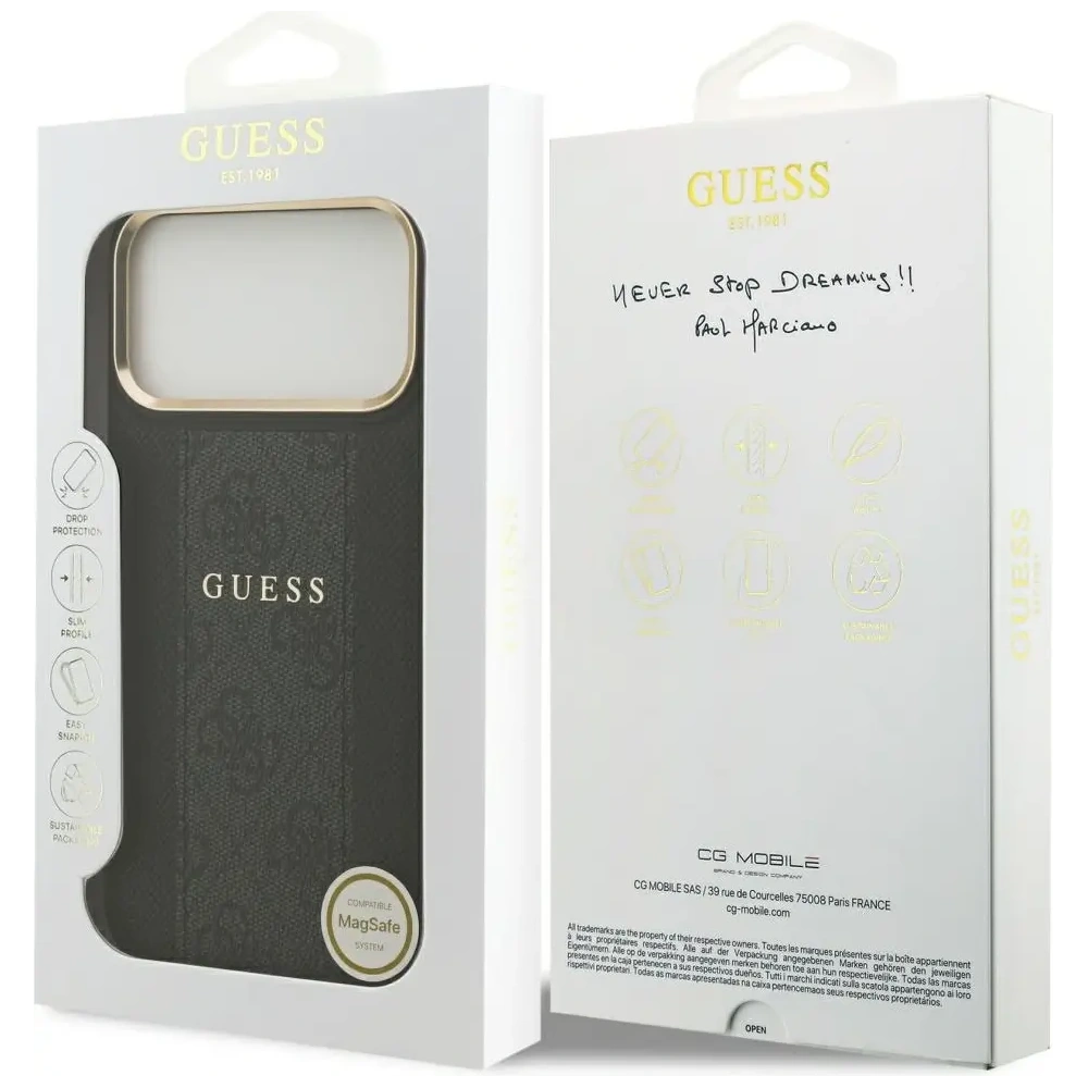 Etui Guess 4G Stripe MagSafe do Apple iPhone 17 Pro Max czarny