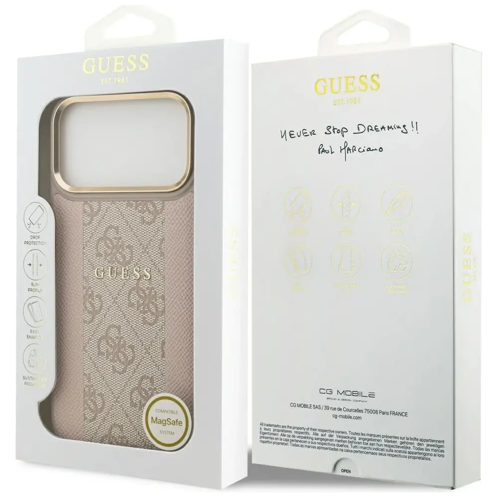 Etui Guess 4G Stripe MagSafe do Apple iPhone 17 Pro Max różowy