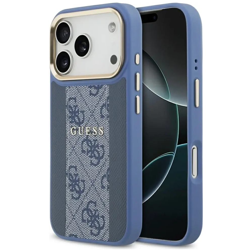 Etui Guess 4G Stripe MagSafe do Apple iPhone 17 Pro niebieski