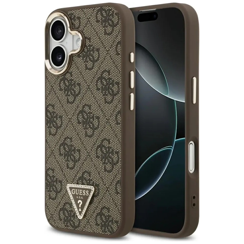 Etui Guess 4G Triangle Logo MagSafe do Apple iPhone 17 brązowy złoty
