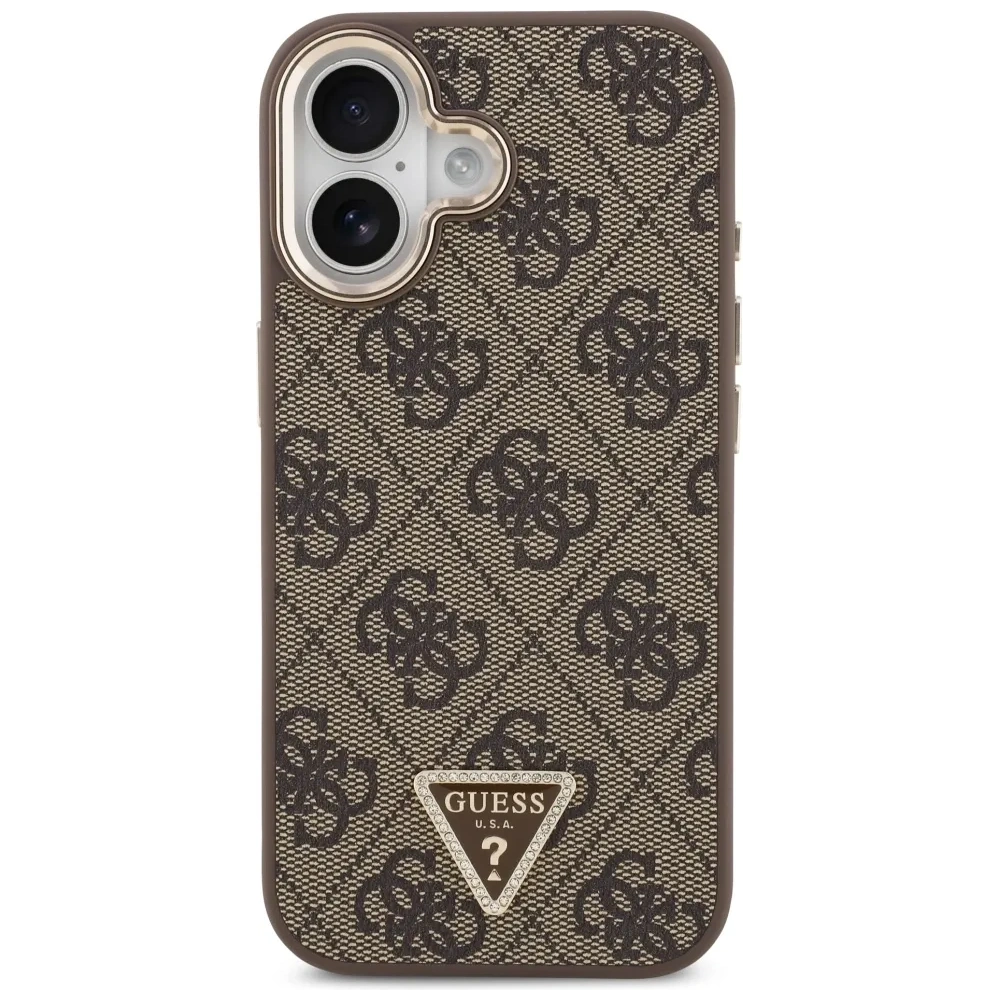 Etui Guess 4G Triangle Logo MagSafe do Apple iPhone 17 brązowy złoty