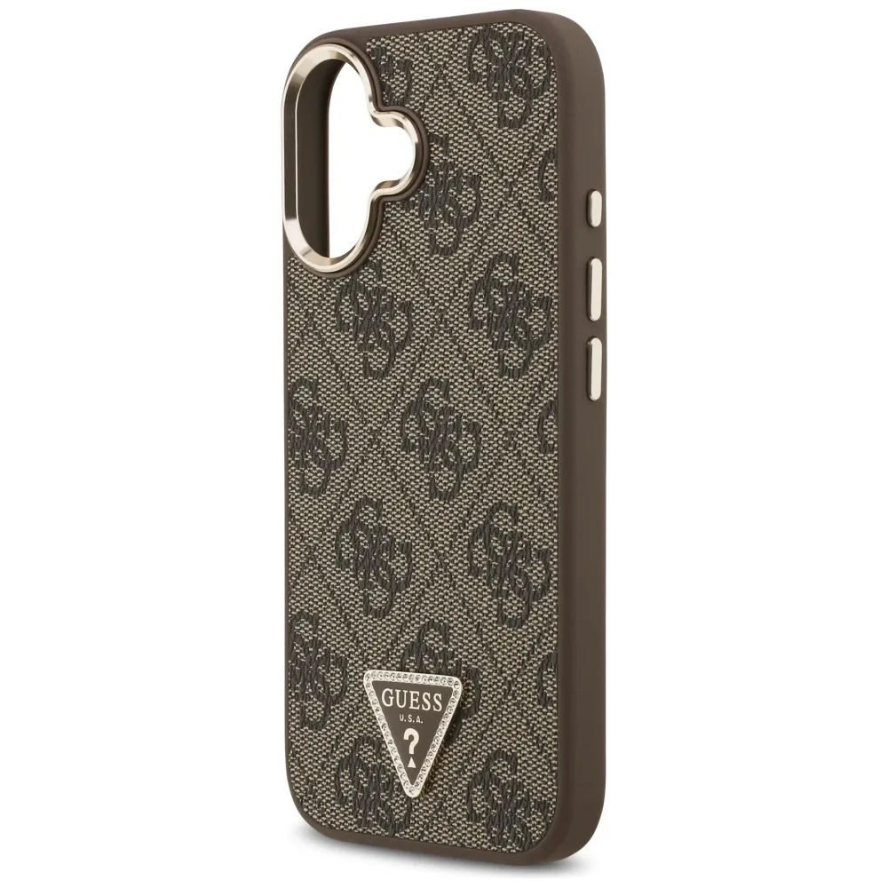 Etui Guess 4G Triangle Logo MagSafe do Apple iPhone 17 brązowy złoty