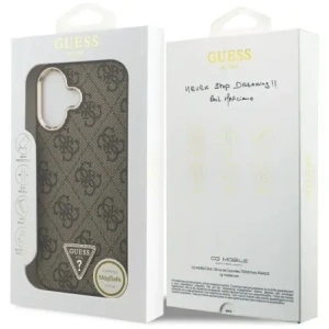 Etui Guess 4G Triangle Logo MagSafe do Apple iPhone 17 brązowy złoty
