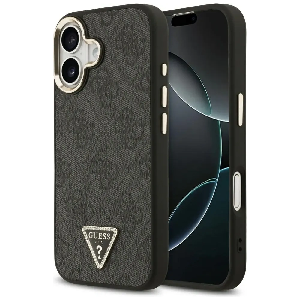 Etui Guess 4G Triangle Logo MagSafe do Apple iPhone 17 czarny złoty