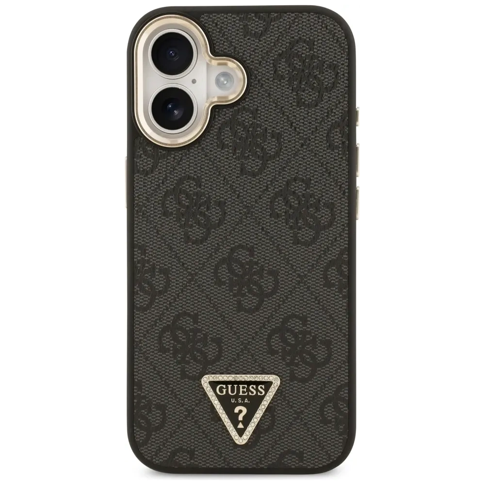 Etui Guess 4G Triangle Logo MagSafe do Apple iPhone 17 czarny złoty