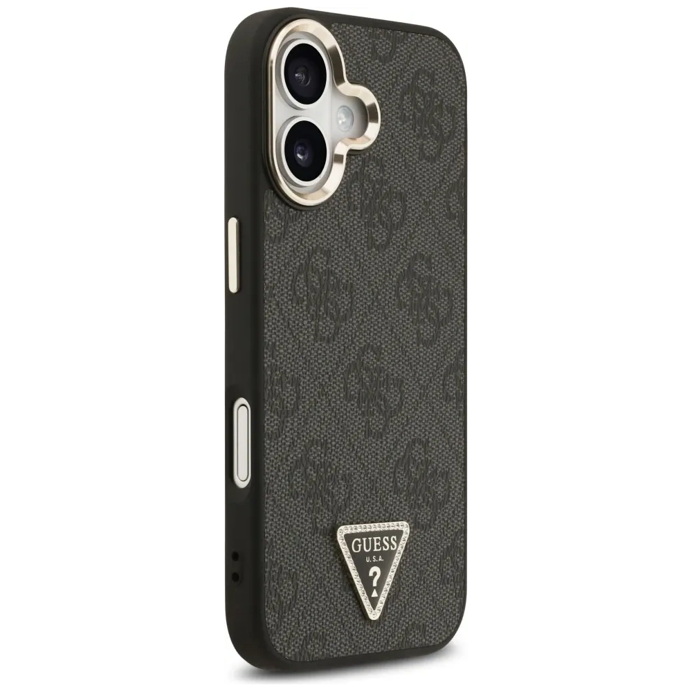 Etui Guess 4G Triangle Logo MagSafe do Apple iPhone 17 czarny złoty