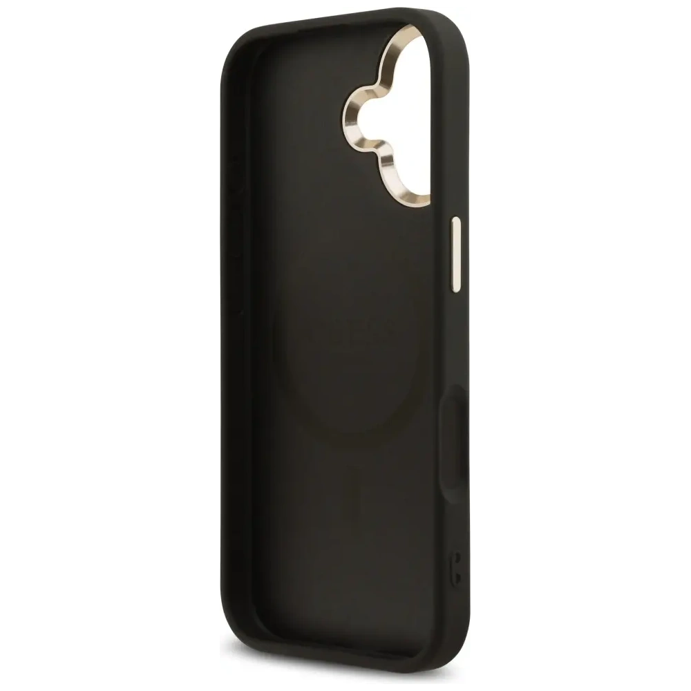 Etui Guess 4G Triangle Logo MagSafe do Apple iPhone 17 czarny złoty