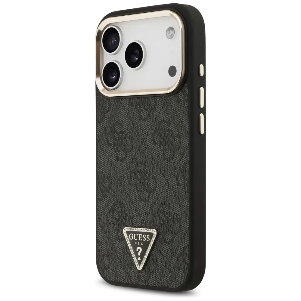 Etui Guess 4G Triangle Logo MagSafe do Apple iPhone 17 Pro czarny złoty