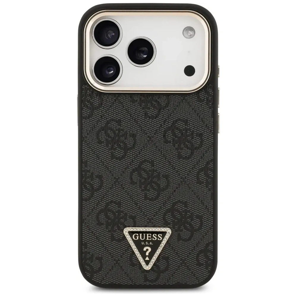 Etui Guess 4G Triangle Logo MagSafe do Apple iPhone 17 Pro czarny złoty