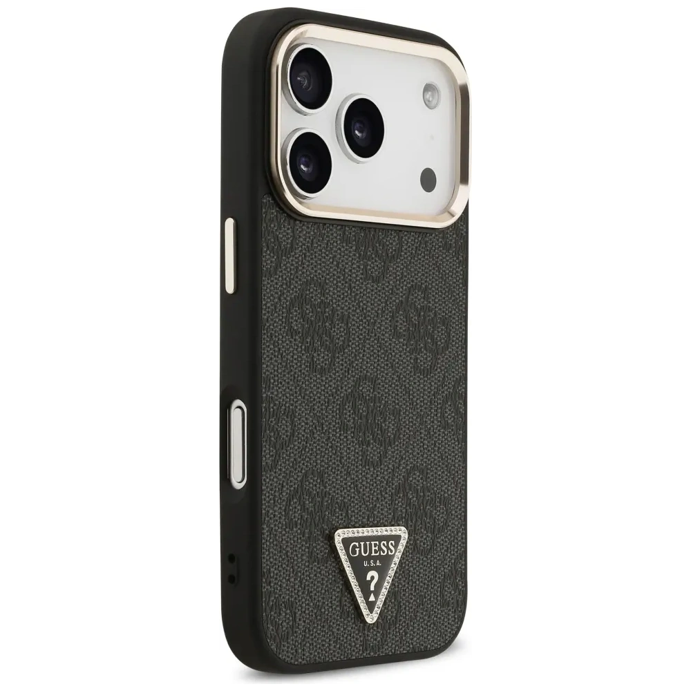 Etui Guess 4G Triangle Logo MagSafe do Apple iPhone 17 Pro czarny złoty