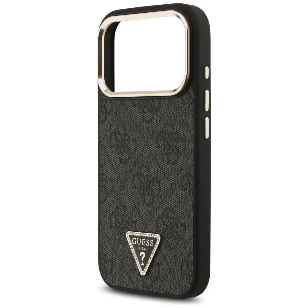 Etui Guess 4G Triangle Logo MagSafe do Apple iPhone 17 Pro czarny złoty
