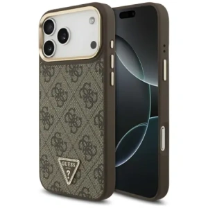 Etui Guess 4G Triangle Logo MagSafe do Apple iPhone 17 Pro Max brązowy złoty