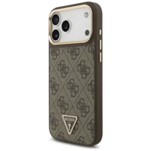 Etui Guess 4G Triangle Logo MagSafe do Apple iPhone 17 Pro Max brązowy złoty