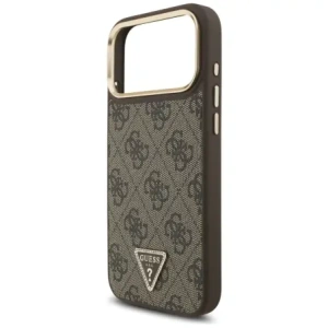 Etui Guess 4G Triangle Logo MagSafe do Apple iPhone 17 Pro Max brązowy złoty