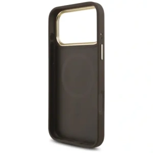 Etui Guess 4G Triangle Logo MagSafe do Apple iPhone 17 Pro Max brązowy złoty