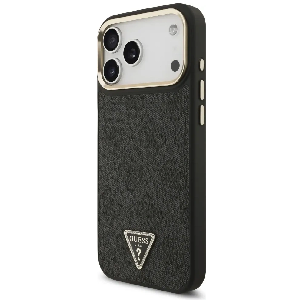 Etui Guess 4G Triangle Logo MagSafe do Apple iPhone 17 Pro Max czarny złoty