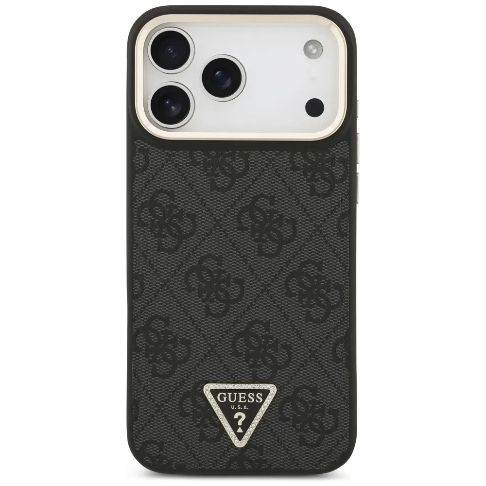 Etui Guess 4G Triangle Logo MagSafe do Apple iPhone 17 Pro Max czarny złoty