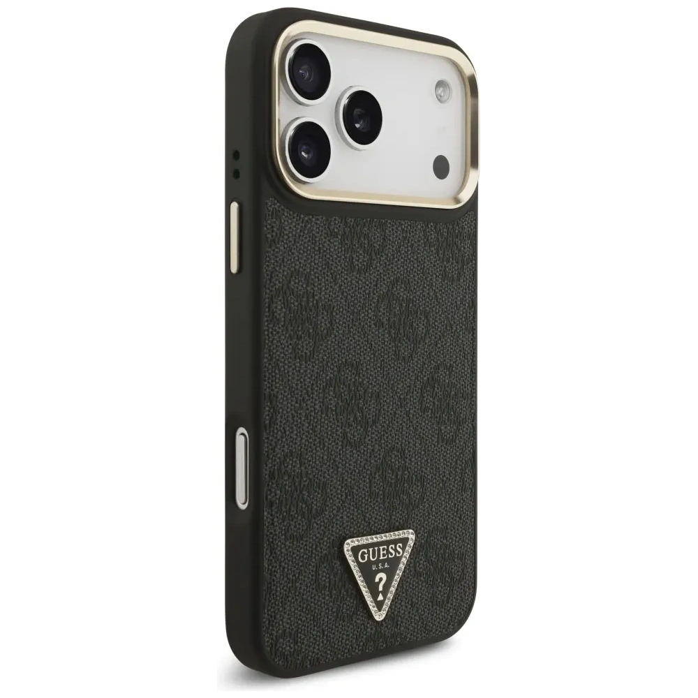 Etui Guess 4G Triangle Logo MagSafe do Apple iPhone 17 Pro Max czarny złoty