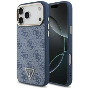 Etui Guess 4G Triangle Logo MagSafe do Apple iPhone 17 Pro Max niebieski złoty