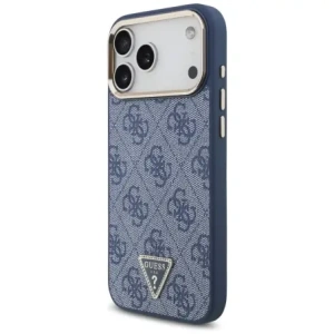 Etui Guess 4G Triangle Logo MagSafe do Apple iPhone 17 Pro Max niebieski złoty