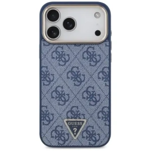 Etui Guess 4G Triangle Logo MagSafe do Apple iPhone 17 Pro Max niebieski złoty