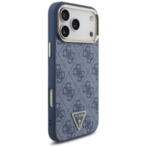 Etui Guess 4G Triangle Logo MagSafe do Apple iPhone 17 Pro Max niebieski złoty