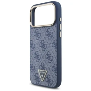 Etui Guess 4G Triangle Logo MagSafe do Apple iPhone 17 Pro Max niebieski złoty