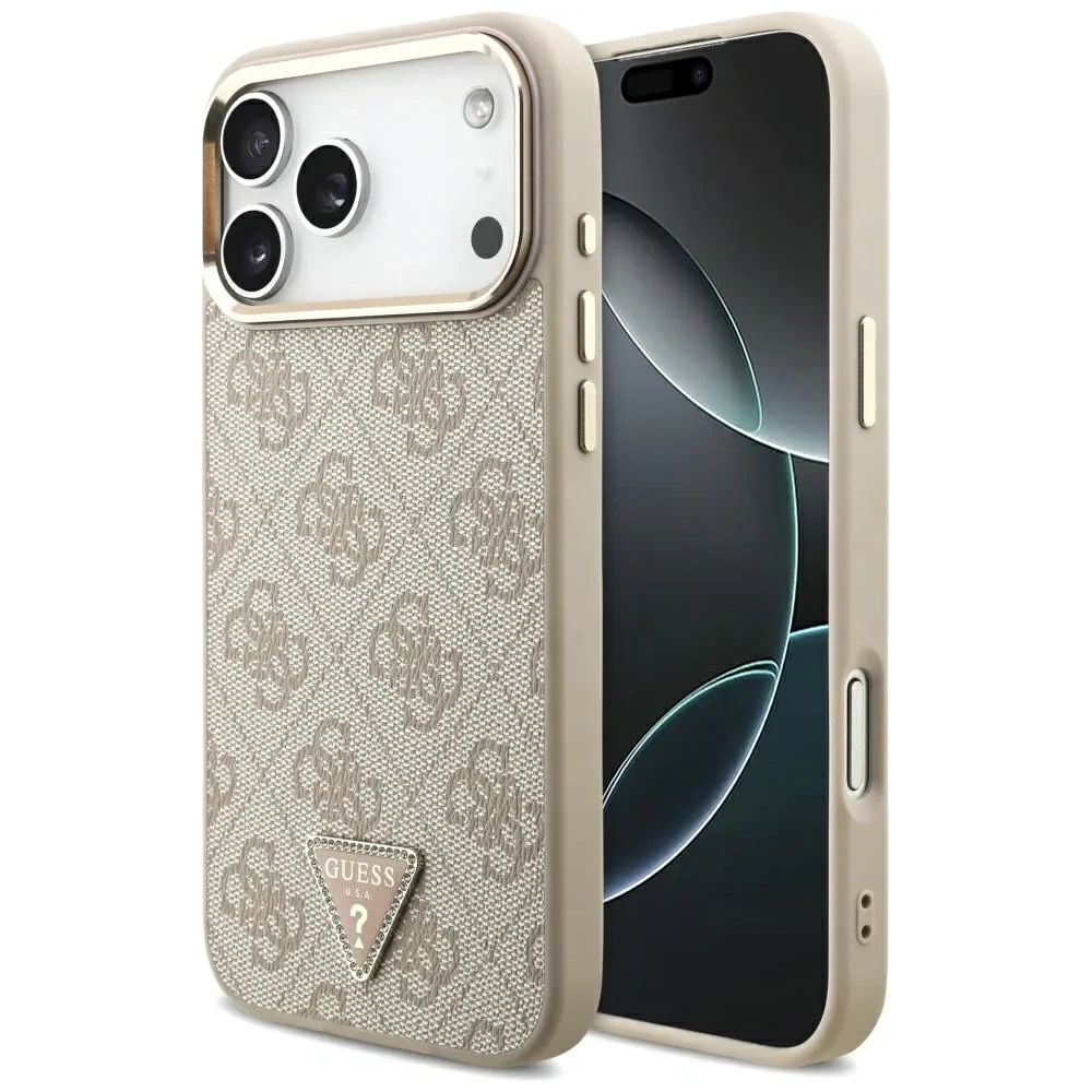 Etui Guess 4G Triangle Logo MagSafe do Apple iPhone 17 Pro Max różowy złoty